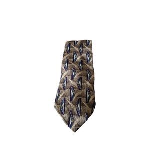 Pinecone Brown Tan Silver Blue & Purple Abstract Pattern 100% Silk Tie Len:59.5"